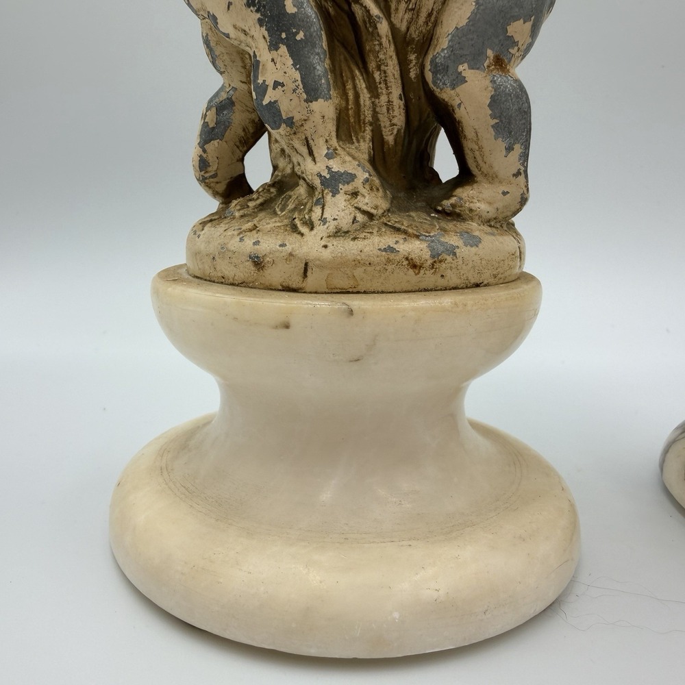 Vintage Italian Alabaster Marble Cherub Candlestick Holders Set - Made In Italy - Picture 8 of 13